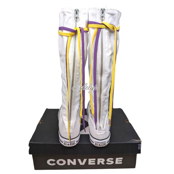 Converse CTAS XXHI White Purple Yellow Knee High Sneaker Boot M11.5 W13.5 NEW - Picture 2 of 9